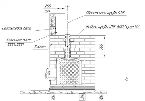 Модуль трубы d115-600 чугун ЧХ Теплодар