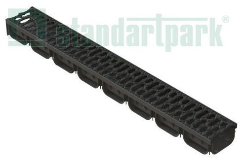 Лоток водоотводный S'park 2 пластиковый DN100 h70 с решеткой щелевой чугунной кл. А15 (комплект)