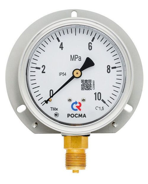 Манометр Росма ТМж-52GРКТ (G-1МПа) М2Gх1.5 1.5, железнодорожный 1GGмм,тип - ТМж-52GР, радиальное присоединение, задний фланец, G-1МПа, резьба М2Gх1.5, класс точности 1.5