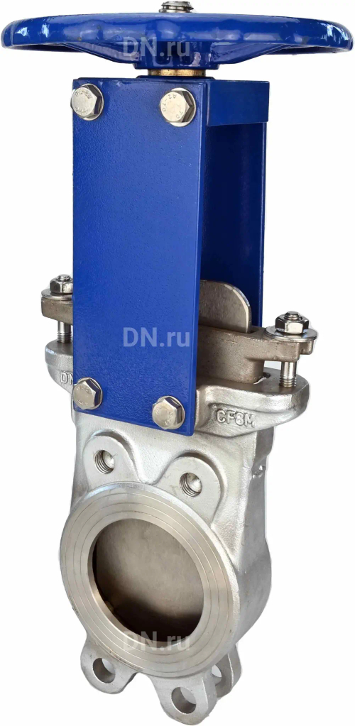 Задвижка шиберная DN.ru GVKR3232E-1W-Fb-S Ду80 Ру10 односторонняя, межфланцевая, шпиндель - выдвижной, корпус - нержавеющая сталь 316, шибер - нержавеющая сталь 316, уплотнение - EPDM, управление - штурвал