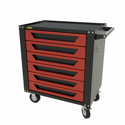 GTS6.red Тележка инструментальная Garopt 6 ящиков КРАСНАЯ, центральный замок, увеличенные колеса, доводчики, GAROPT Серия "Standart"