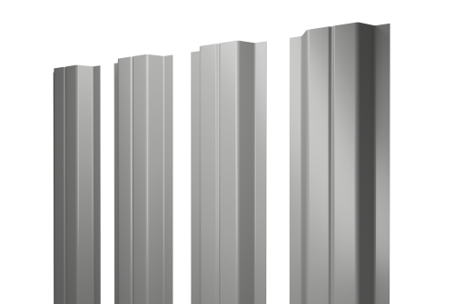 Штакетник П-образный A с прямым резом 0,5 Satin RAL 9006бело-алюминиевый