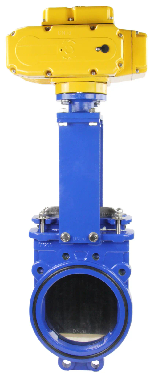 Задвижка шиберная ножевая DN.ru GVKN1331N-2W-Fb-ISO Ду200 Ру10 межфланцевая, с невыдвижным шпинделем, корпус - чугун GGG-40, уплотнение - NBR, с электроприводом DN.ru MT-N-020EM-О1-220AC-У1 220В