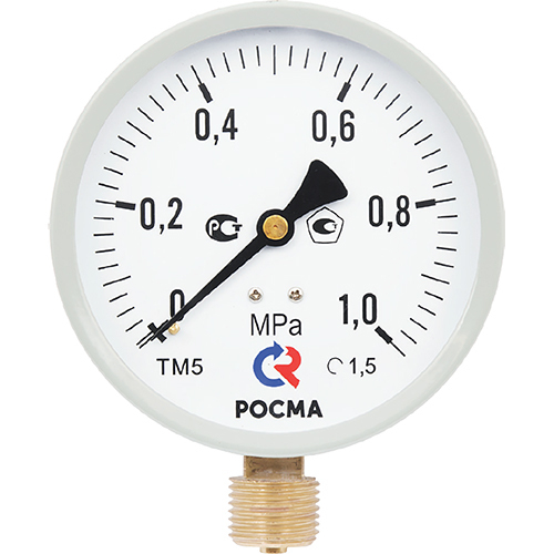 Манометр Росма ТМ-51GР.GG (G-G.6 МПа) G1/2 1.5 М2 общетехнический 1GG мм, радиальное присоединение, G-G.6 МПа, класс точности 1.5
