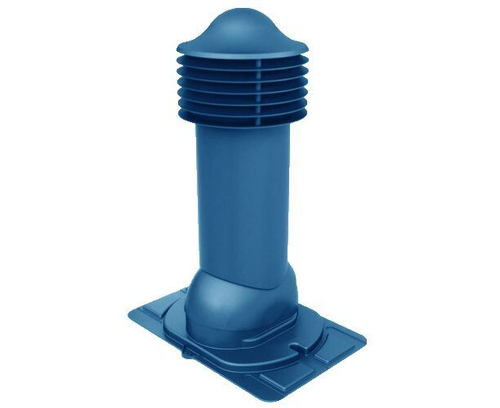 Труба вентиляционная с универсальным проходным элементом d125\110мм, h-650мм не утепленная, синяя RAL 5005