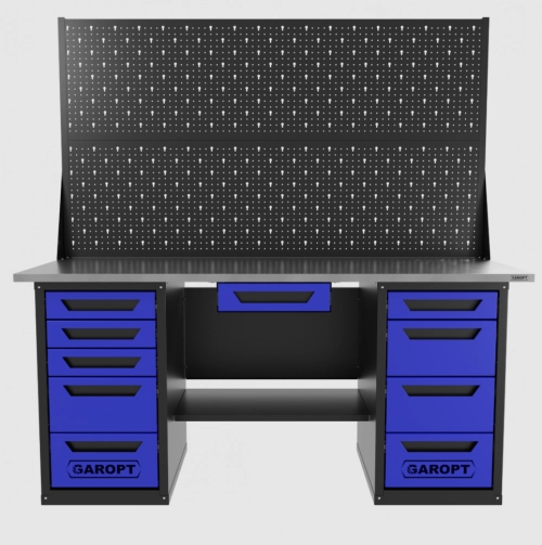 Верстак двухтумбовый 4 ящиков /5 ящиков с двумя экранами и ящиком, 1800*700 синий GAROPT, GT1800Y1Y4Y5PP2.blue