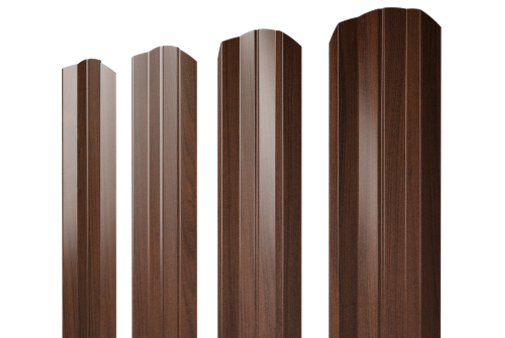Штакетник М-образный А фигурный 0,45 Print Elite Choco Wood TwinColor