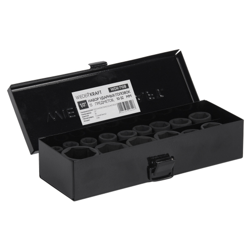 WDK-710B Набор ударных головок 1/2" 15 пр., 10-32 мм.