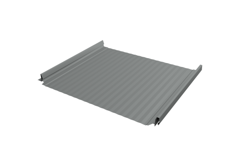 Кликфальц Pro Gofr Grand Line 0,5 GreenCoat Pural BT, matt с пленкой на замках RR 22 серый (RAL 7000 серая белка)