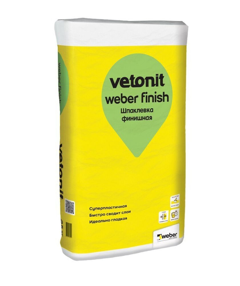 Шпаклевка полимерная Weber.Vetonit finish финишная белая 25 кг, шт