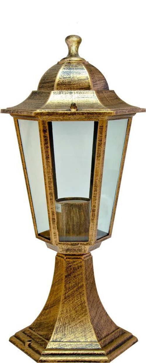 Светильник садово-парковый Feron 6104/PL6104 шестигранный на постамент 60W E27 230V, черное золото 11131