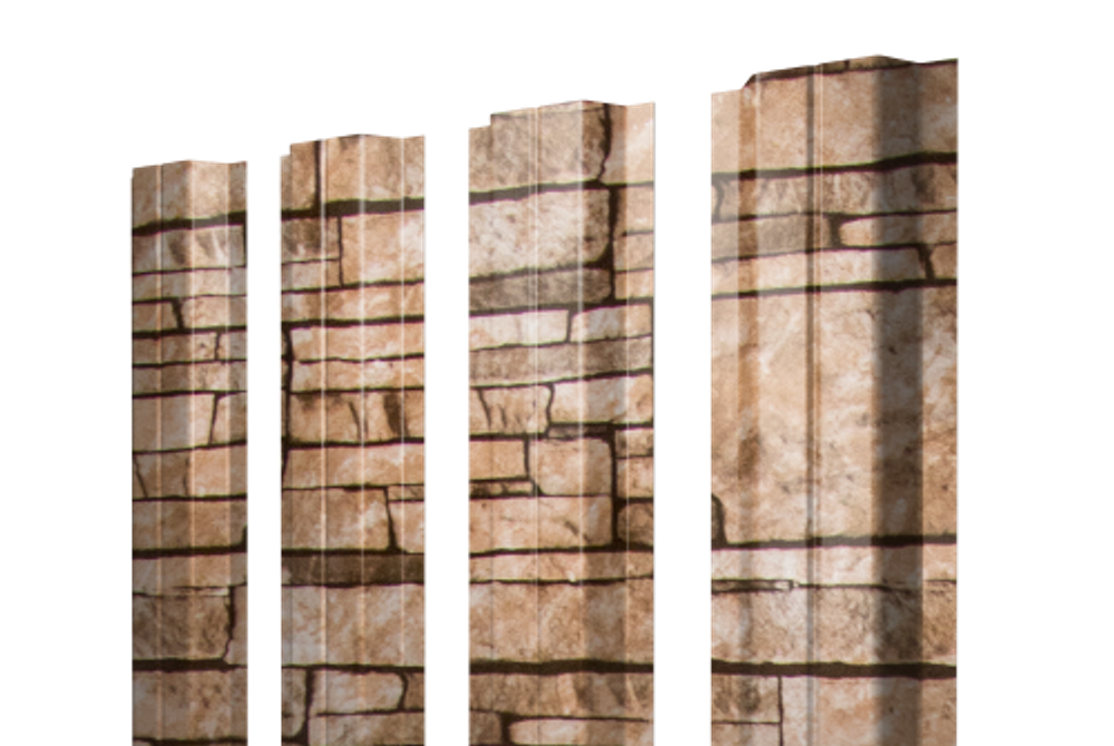 Штакетник П-образный A с прямым резом 0,45 Print Elite Sand Stone TwinColor