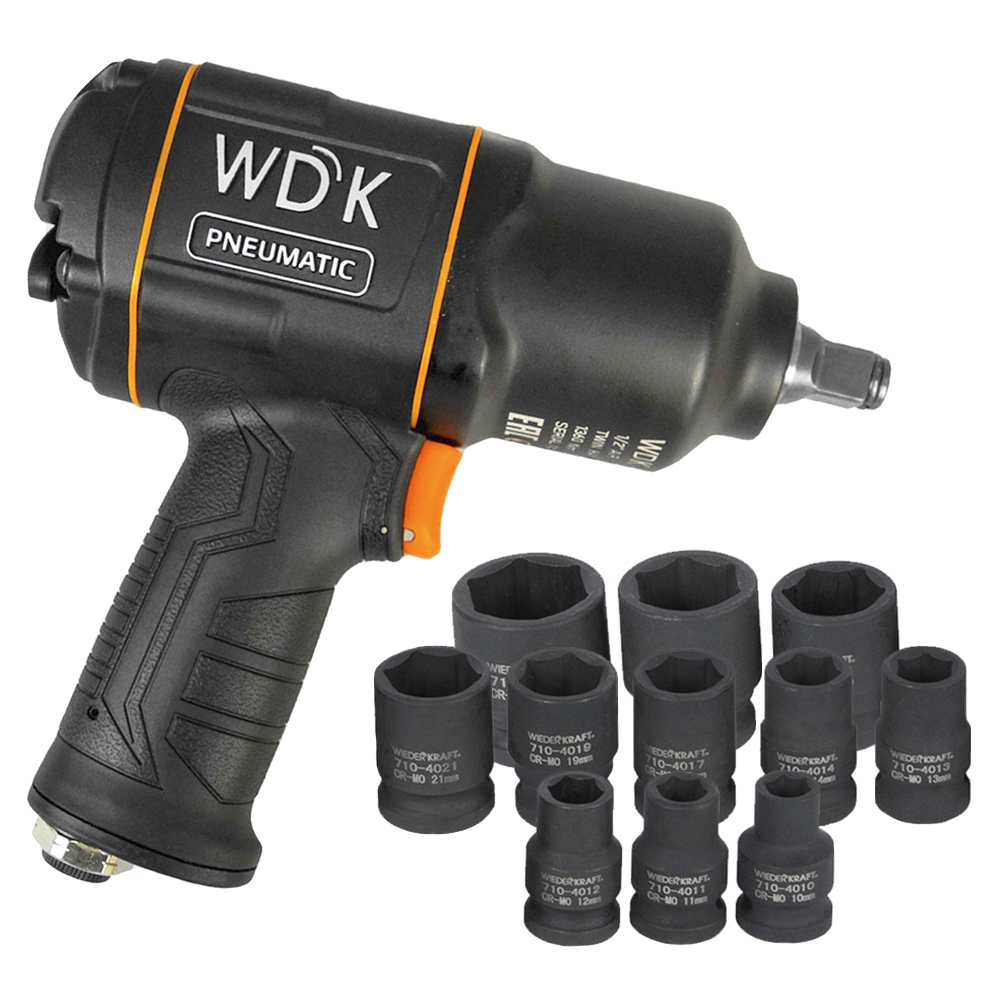 Пневматический ударный гайковерт с ударными головками WDK-20440SK