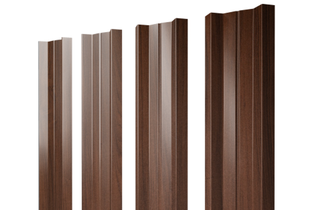 Штакетник М-образный А с прямым резом 0,45 Print Elite Choco Wood TwinColor