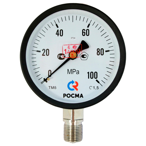 Манометр радиальный Росма ТМ-61GР.GG IP54 (G-1GGМПа) М2Gх1.5 1.5 общетехнический специального исполнения, 15Gмм, тип - ТМ-61GР, радиальное присоединение, шкала (G-1GGМПа), резьба М2Gх1.5, класс точности 1.5