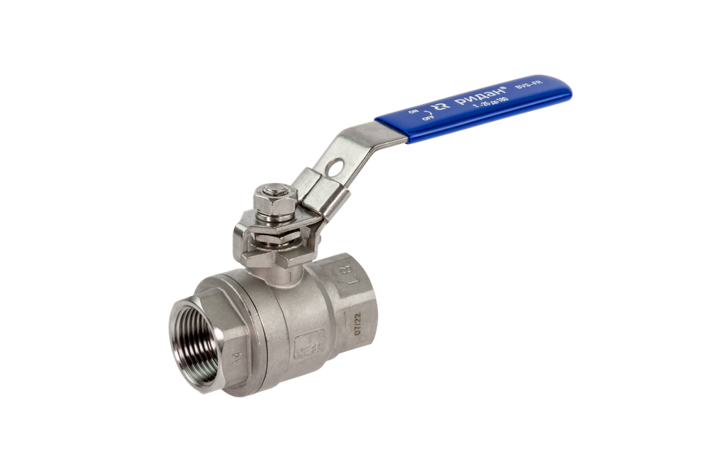 Ридан BVS-FR 082X4620R — Шаровый кран резьбовой DN100 PN63, с рукояткой, корпус — коррозионностойкая сталь, шар — коррозионностойкая сталь AISI316; уплотнение по шару R-PTFE (15% C)