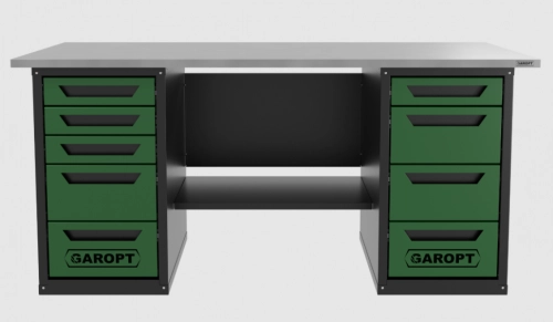 Верстак двухтумбовый 4 ящиков /5 ящиков 1800*700 зеленый GAROPT, GT1800Y4Y5.green