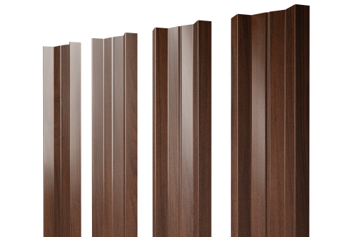 Штакетник М-образный А с прямым резом 0,45 Print Elite Choco Wood TwinColor