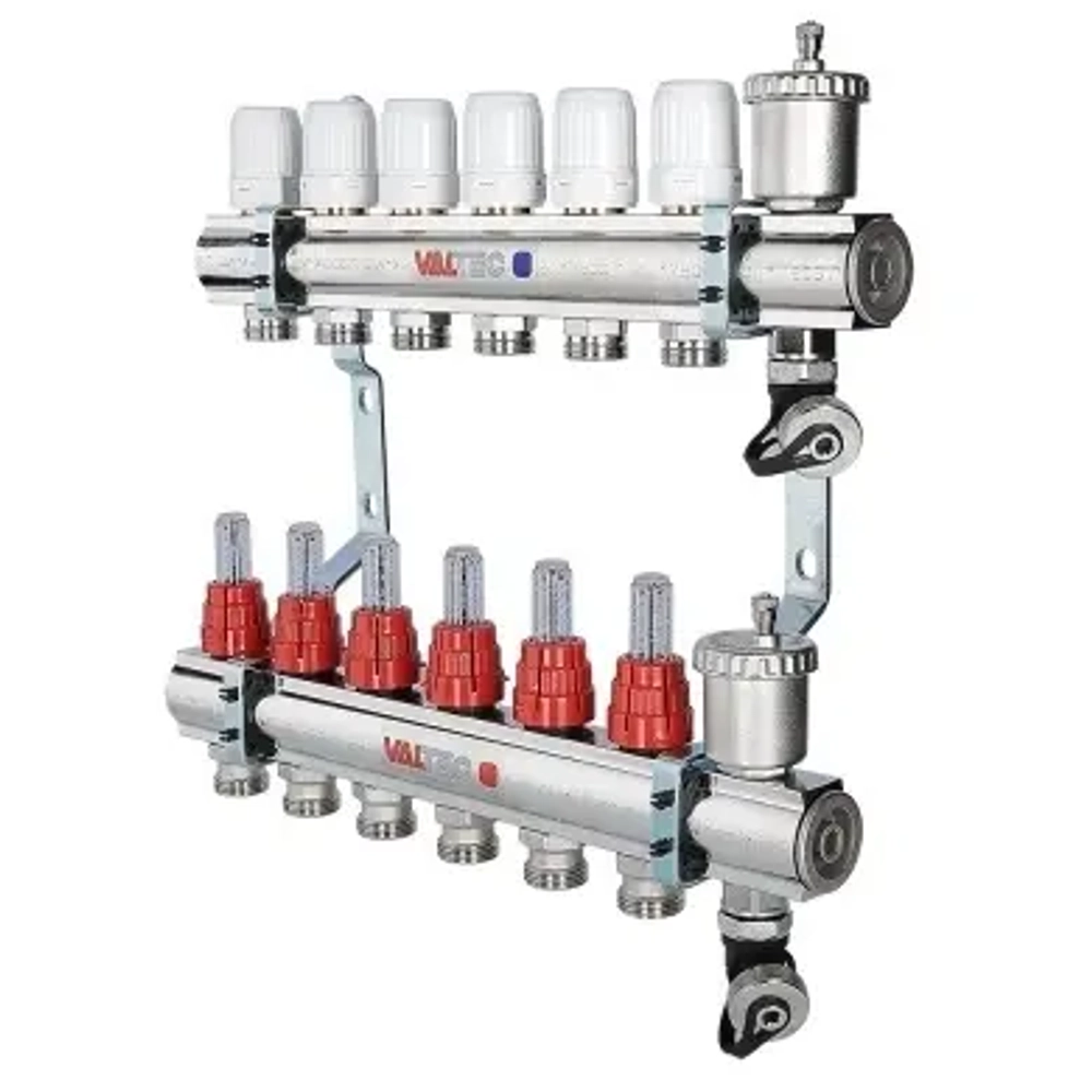 Группа коллекторная с расходомерами 9 отводов 1"в/в x ¾"ек Valtec VTc.596.EMNX.0609