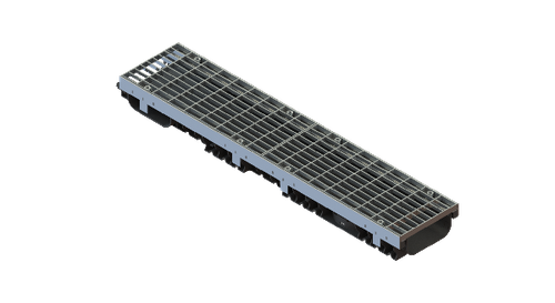 Лоток водоотводный пластиковый PolyMax Drive DN150 h80 с решеткой ячеистой ОС кл.А15 (к-т)