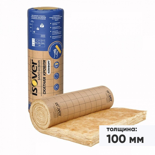 Минеральная вата Isover Скатная Кровля Комфорт 5000х1220х100 мм, 1 шт/упак