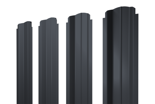 Штакетник П-образный B фигурный 0,45 Drap-double TX RAL 7024 мокрый асфальт