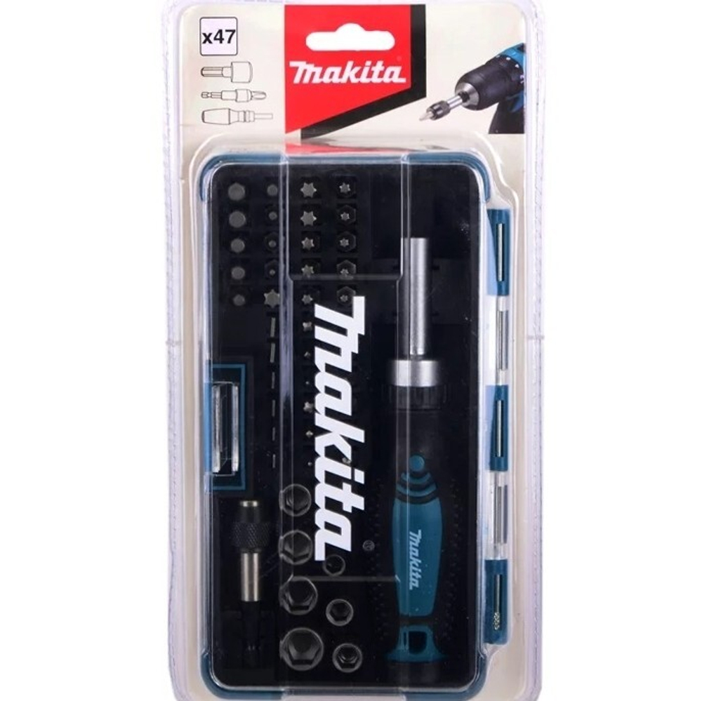 Отвертка с реверсом и насадками 47 шт Makita B-36170