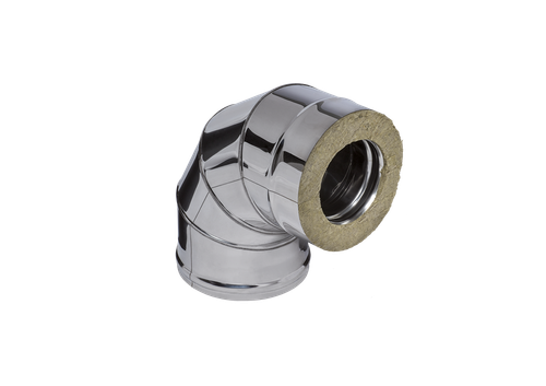 Колено Феррум утепленное угол 90° нержавеющее (430/0,8мм)/зеркальное, ф115/200, по воде