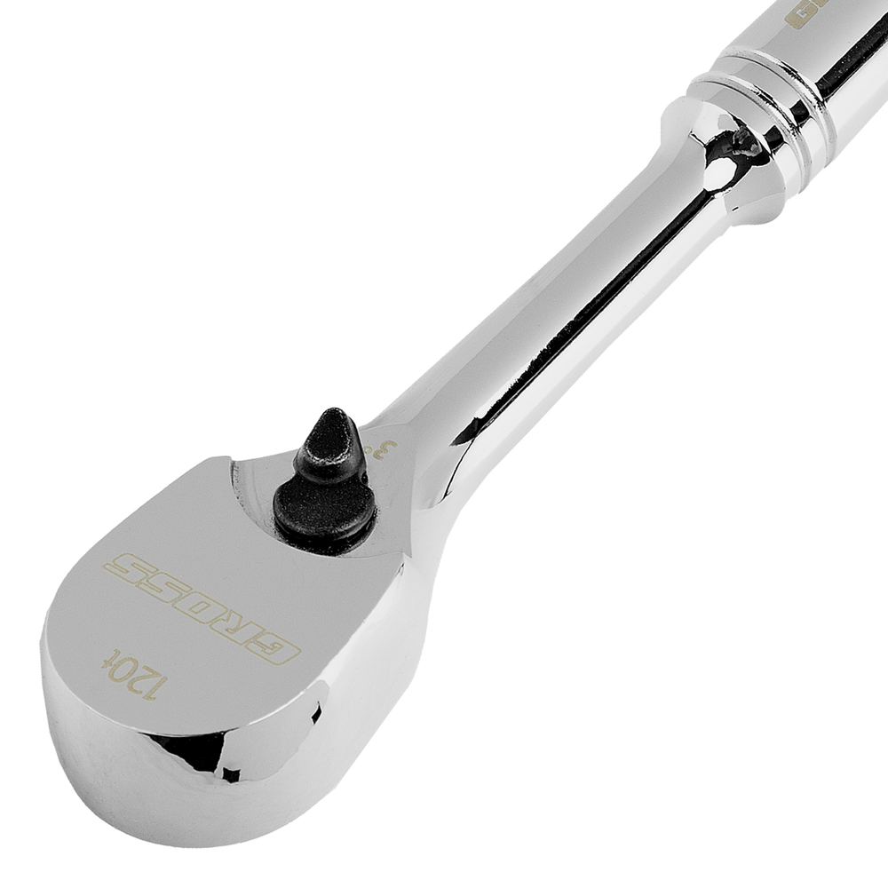 Ключ-трещотка 1/4", CrV, 120 зубьев, цельнометаллический, хром Gross