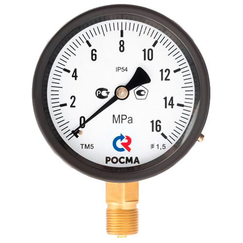 Манометр радиальный Росма ТМ-51GР.GG IP54 (G-16МПа) М2Gх1.5 1.5 общетехнический специального исполнения, 1GGмм, тип - ТМ-51GР, радиальное присоединение, шкала (G-16МПа), резьба М2Gх1.5, класс точности 1.5