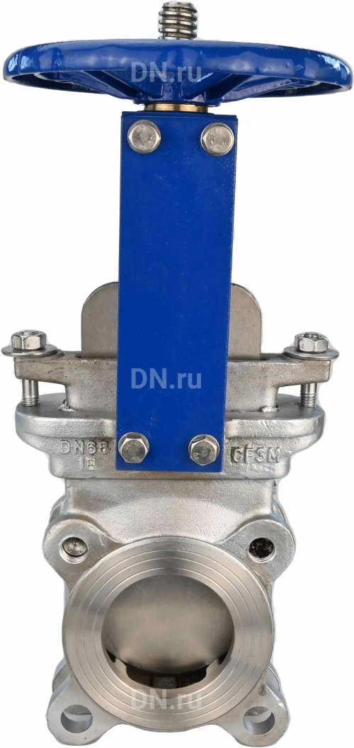 Задвижка шиберная DN.ru GVKR3232E-1W-Fb-S Ду65 Ру10 односторонняя, межфланцевая, шпиндель - выдвижной, корпус - нержавеющая сталь 316, шибер - нержавеющая сталь 316, уплотнение - EPDM, управление - штурвал