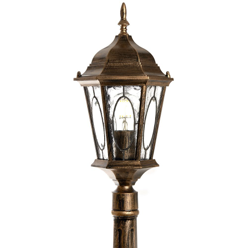 Светильник садово-парковый Feron PL165 шестигранный, столб 60W E27 230V, черное золото 11332