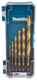 Набор сверл по металлу HSS-TiN, 2-8 мм, 6 шт Makita D-72833