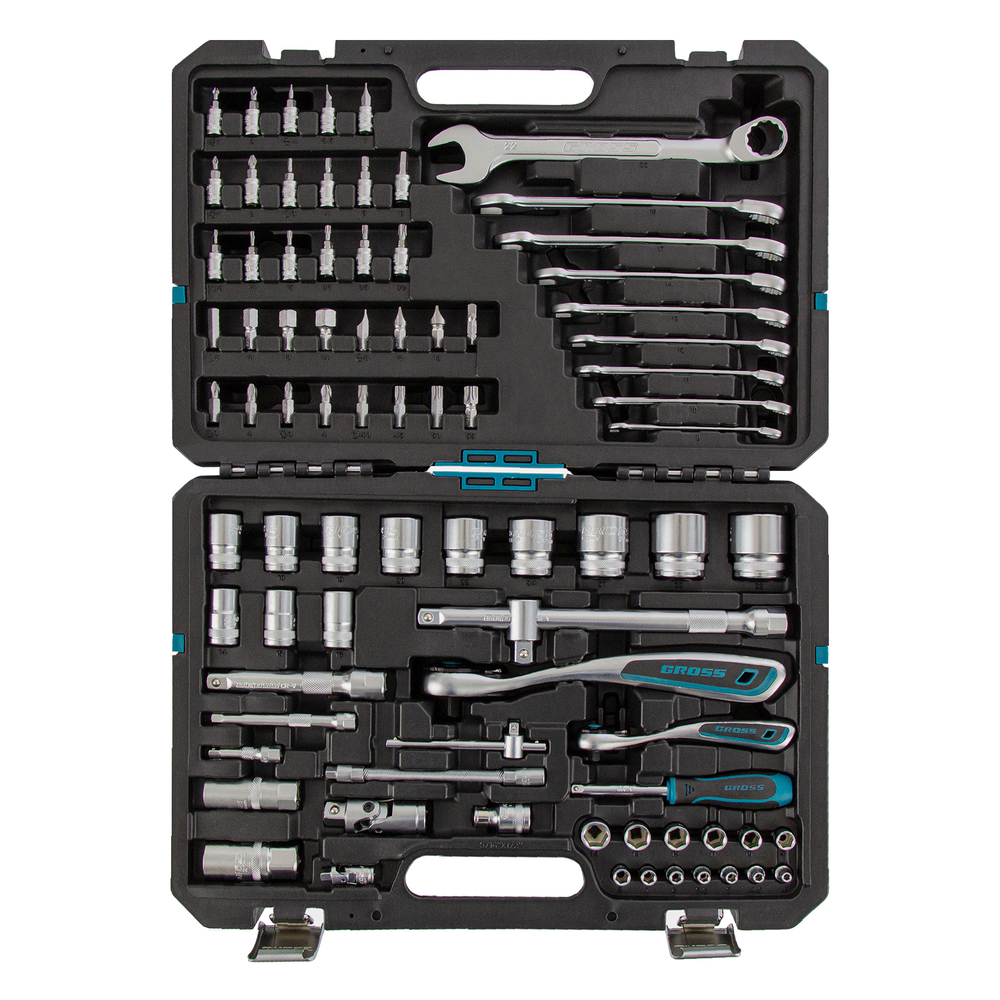 Набор инструментов, 1/4", 1/2", CrV, 120 зубьев, 82 предмета Gross