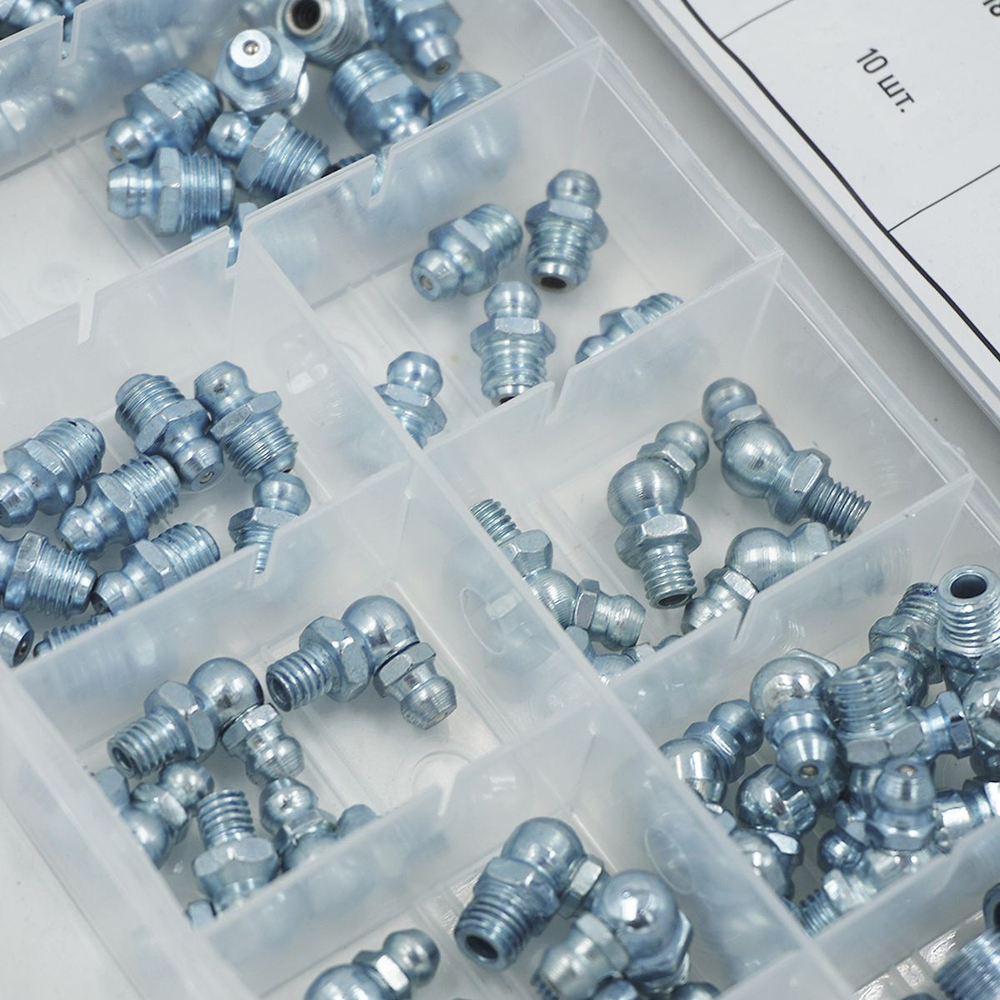 WDK-214053 Набор фитингов для пресс-масленок, металл.ниппель, 110 шт