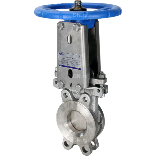 Задвижка шиберная DN.ru GVKR3131E-1W-Fb-S Ду80 Ру10 односторонняя, межфланцевая, шпиндель - выдвижной, корпус - нержавеющая сталь 304, шибер - нержавеющая сталь 304, уплотнение - EPDM, управление - штурвал, WENZ