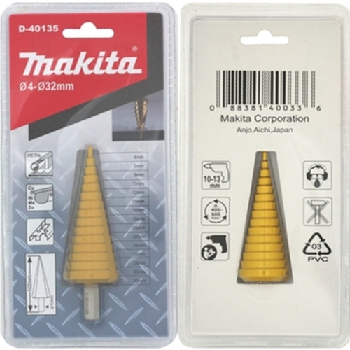 Сверло ступенчатое HSS-TiN с прямым желобком, 4-32, 10 мм Makita D-40135