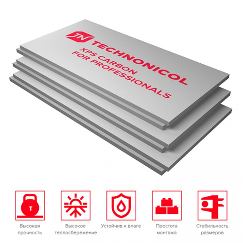 Экструдированный пенополистирол ТехноНиколь XPS CARBON PROF 1180х580х100 мм, 4 шт/упак
