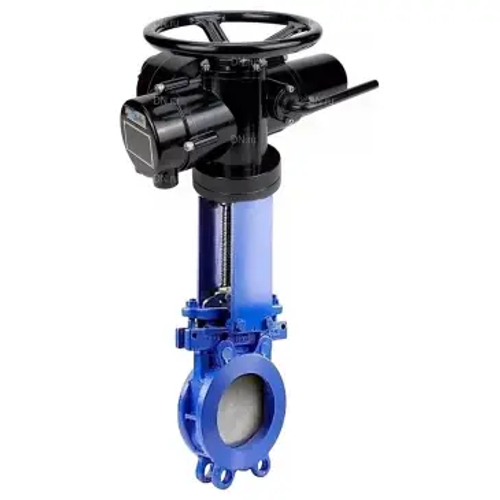 Задвижка шиберная DN.ru GVKN1331N-2W-Fb-ОСТ Ду50 Ру16 двухсторонняя, межфланцевая, шпиндель - невыдвижной, корпус - чугун GGG40, шибер - нержавеющая сталь 304, уплотнение - NBR, WENZ, с электроприводом DN.ru MT-N-005M-O2-380VAC-У1 пятикулачковым