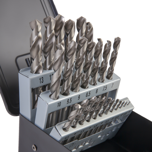 WDK-DG25 Набор сверл по металлу 1-13 мм, шаг 0,5 мм, HSS-G, 25 предметов, металлический кейс