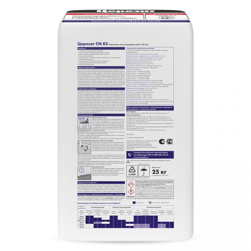 Смесь Церезит CN 83 для срочного ремонта бетона 25 кг, 48 шт/поддон