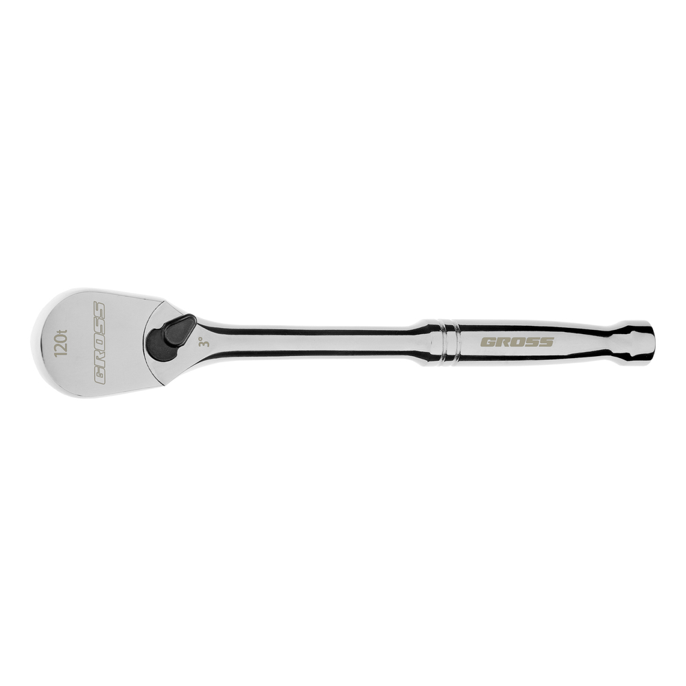 Ключ-трещотка 3/8", CrV, 120 зубьев, цельнометаллический, хром Gross