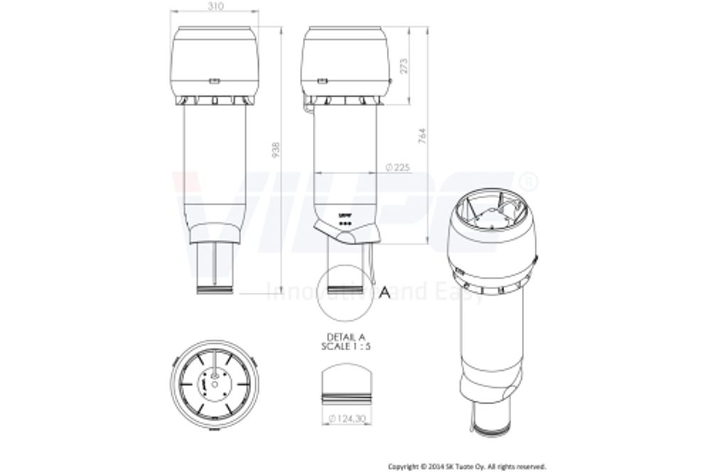 Вентилятор Vilpe Е190 P 125/700 коричневый