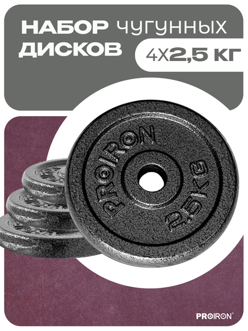 Набор чугунных дисков 4 х 2,5 кг ProIron от ГЕЛЕОС