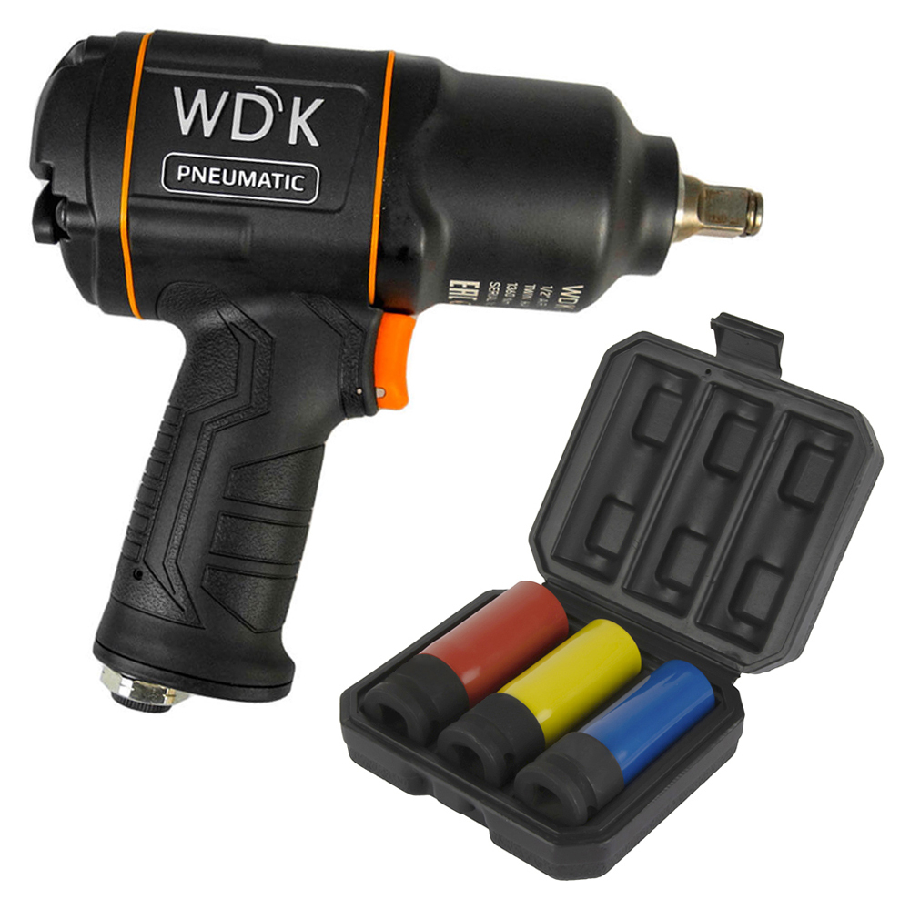 Пневматический ударный гайковерт с ударными головками WDK-20440HD