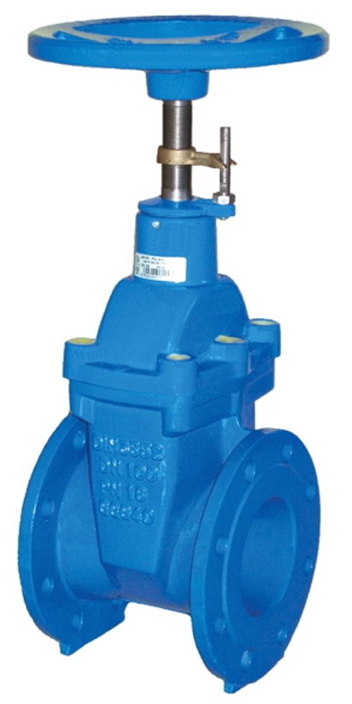 Задвижка клиновая Jafar 2511 Ду100 Ру16 фланцевая, клин - обрезиненный, шпиндель - невыдвижной, корпус - чугун, уплотнение - NBR, с индикатором положения