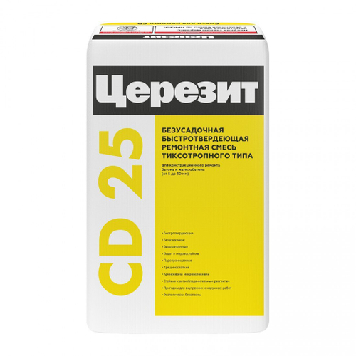 Ремонтная смесь для бетона Церезит CD 25 тиксотропного типа безусадочная 5-30 мм 25 кг, шт
