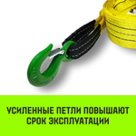 Трос буксировочный HITCH REGULAR, масса авто 2,5т, разрывная 7,5т, 5,0м, лента 50мм, крюк-крюк