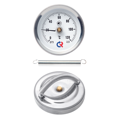 Термометр накладной Росма БТ-3G.G1G (G-12G°C) 2.5 биметаллический коррозионностойкий 63мм, тип БТ-3G.G1G, накладное присоединение, шкала (G-12G°C), класс точности 2.5, с пружиной для крепления