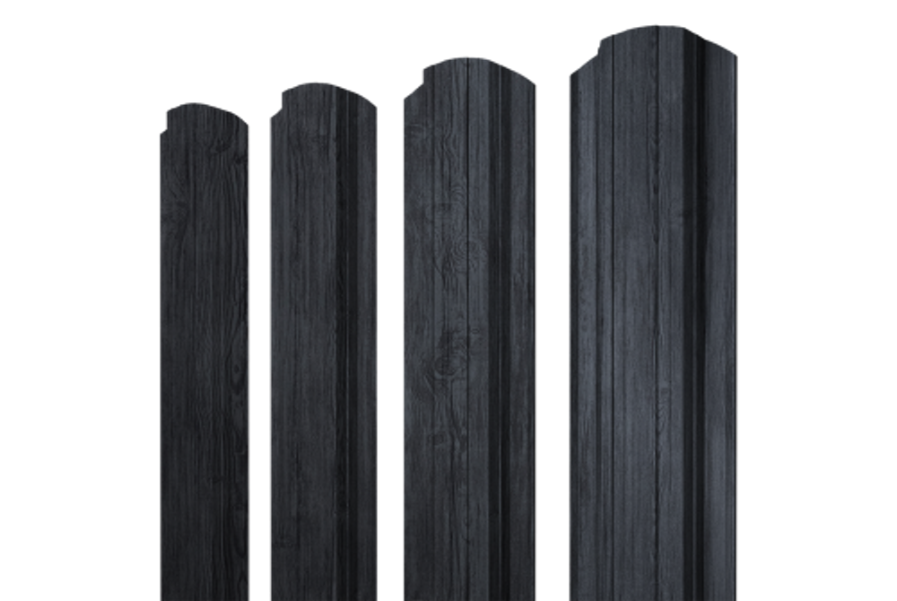 Штакетник Прямоугольный фигурный 0,45 Print Premium Grey Wood TwinColor